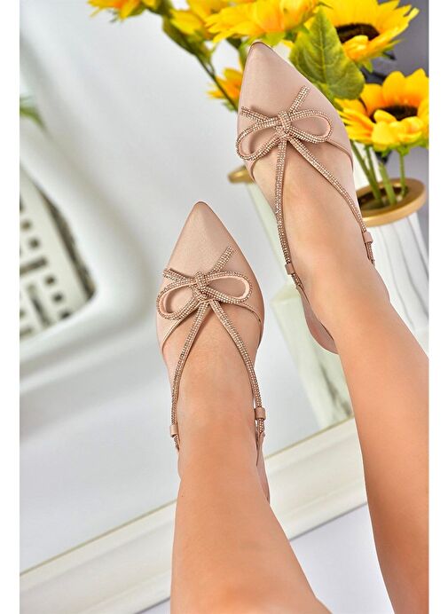 Ten Saten Kumaş Taş Detaylı Kadın Topuklu Ayakkabı M246065704 - Görsel 2