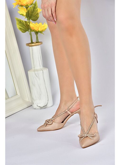 Ten Saten Kumaş Taş Detaylı Kadın Topuklu Ayakkabı M246065704 - Görsel 3