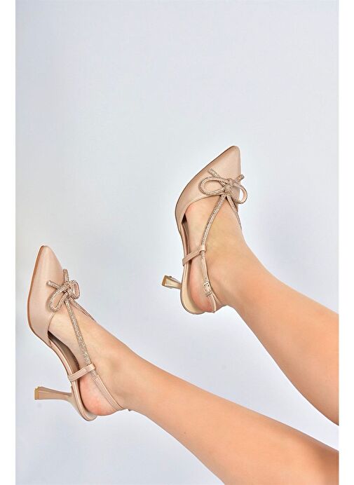 Ten Saten Kumaş Taş Detaylı Kadın Topuklu Ayakkabı M246065704 - Görsel 6