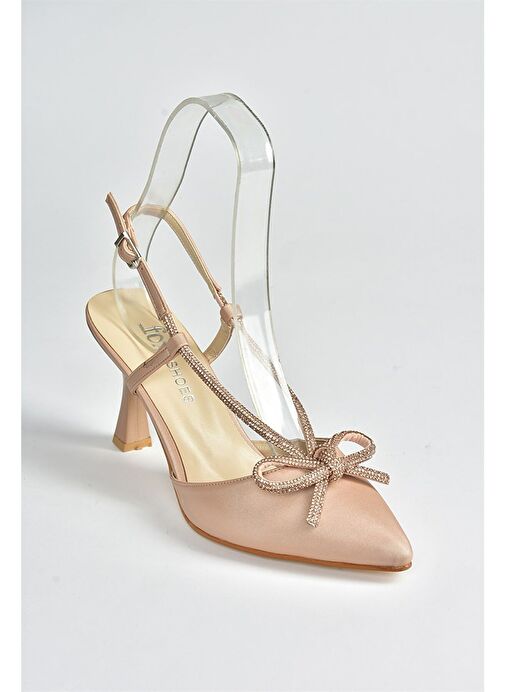 Ten Saten Kumaş Taş Detaylı Kadın Topuklu Ayakkabı M246065704 - Görsel 7