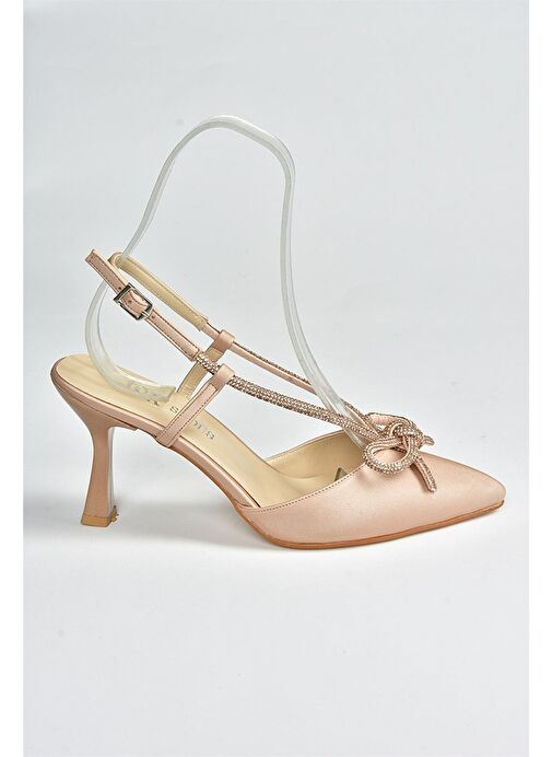 Ten Saten Kumaş Taş Detaylı Kadın Topuklu Ayakkabı M246065704 - Görsel 8