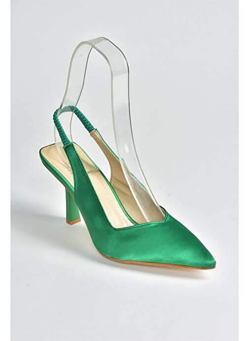 Yeşil Saten Kumaş Kadın Topuklu Ayakkabı M882007004 - Görsel 5