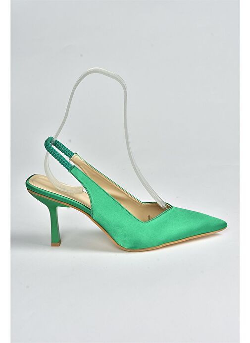 Yeşil Saten Kumaş Kadın Topuklu Ayakkabı M882007004 - Görsel 6
