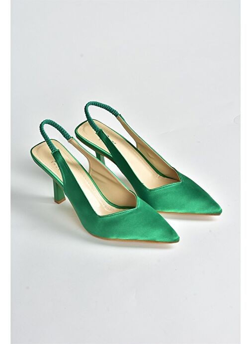 Yeşil Saten Kumaş Kadın Topuklu Ayakkabı M882007004 - Görsel 7
