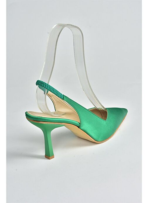 Yeşil Saten Kumaş Kadın Topuklu Ayakkabı M882007004 - Görsel 8