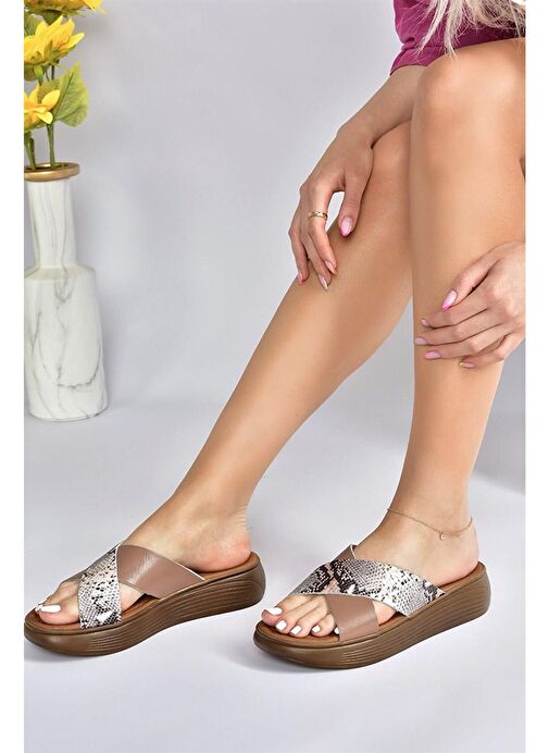 Somon Hakiki Deri Kadın Terlik M291736203 - Görsel 2