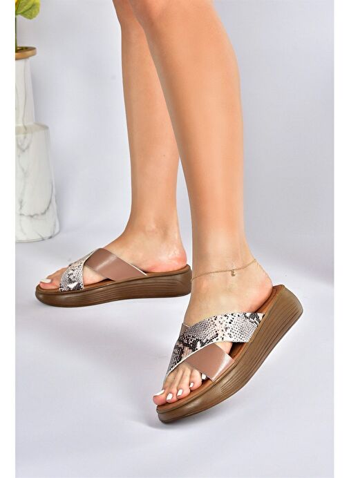 Somon Hakiki Deri Kadın Terlik M291736203 - Görsel 4