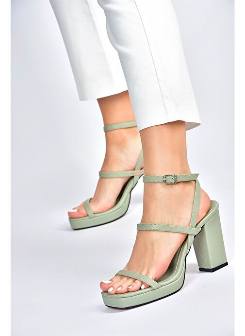 Yeşil Kalın Topuklu Günlük Kadın Ayakkabı M282462709 - Görsel 4