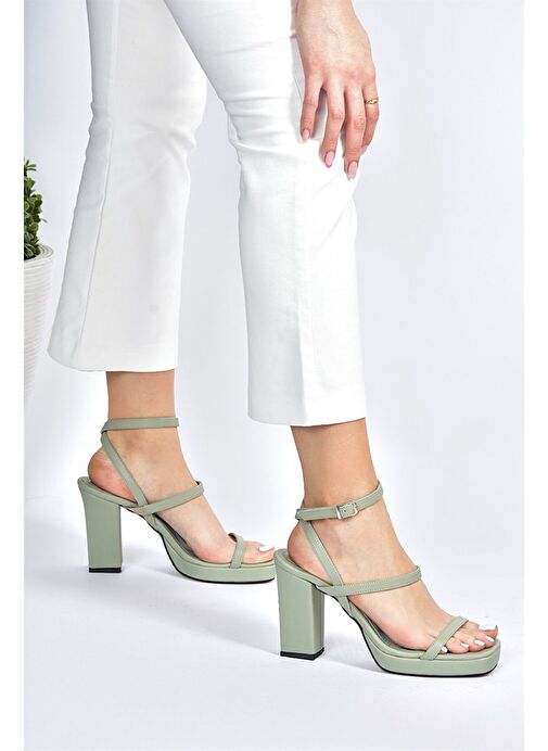 Yeşil Kalın Topuklu Günlük Kadın Ayakkabı M282462709 - Görsel 5