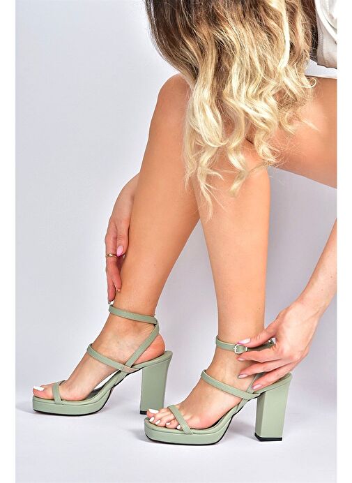 Yeşil Kalın Topuklu Günlük Kadın Ayakkabı M282462709 - Görsel 6
