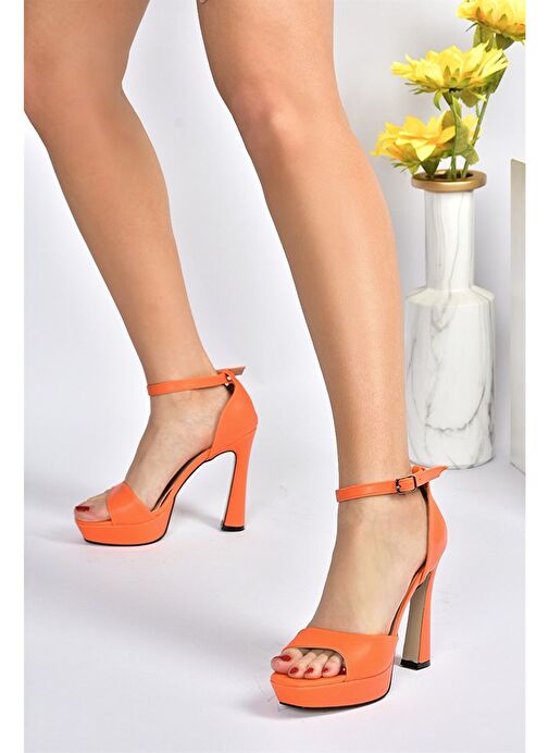 Turuncu Platform Kalın Topuklu Kadın Ayakkabı K404580109 - Görsel 3