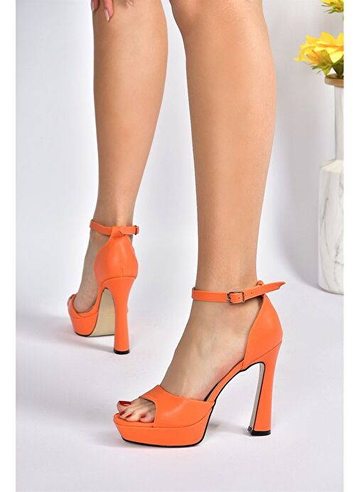 Turuncu Platform Kalın Topuklu Kadın Ayakkabı K404580109 - Görsel 5