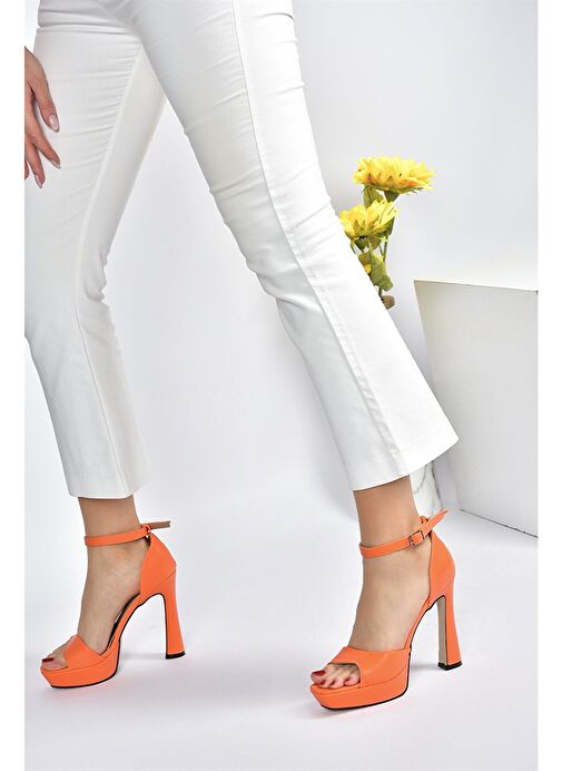 Turuncu Platform Kalın Topuklu Kadın Ayakkabı K404580109 - Görsel 7