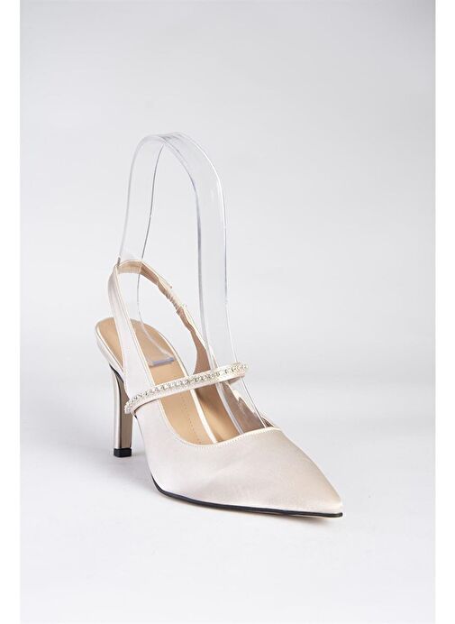 Ten Saten Kumaş Taşlı Topuklu Ayakkabı M404707404 - Görsel 5