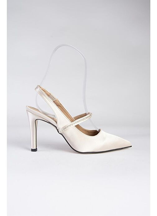 Ten Saten Kumaş Taşlı Topuklu Ayakkabı M404707404 - Görsel 6