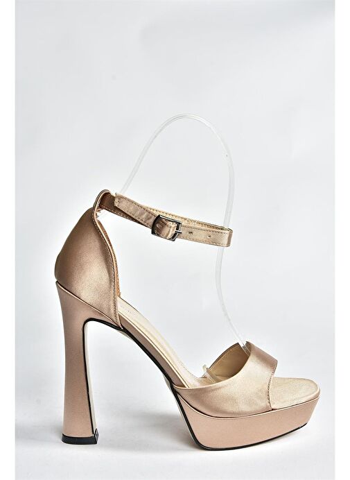 Vizon Saten Kumaş Platform Kalın Topuklu Kadın Ayakkabı K404580104 - Görsel 6