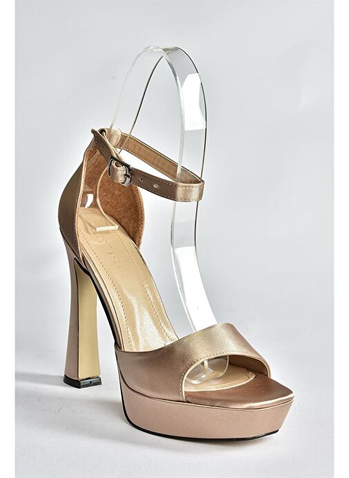 Vizon Saten Kumaş Platform Kalın Topuklu Kadın Ayakkabı K404580104 - Görsel 7