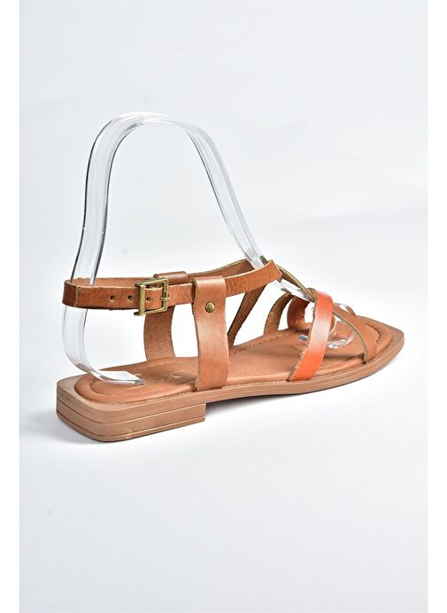 Taba/Turuncu Hakiki Deri Parmak Arası Kadın Sandalet M291841203 - Görsel 7
