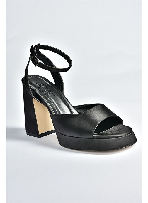 Siyah Saten Kumaş Kalın Platform Topuklu Kadın Ayakkabı M570345604 - Görsel 7