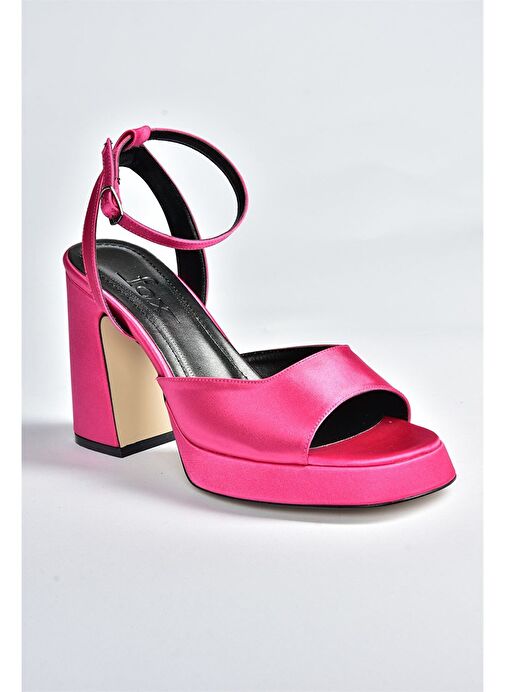 Fuşya Saten Kumaş Kalın Platform Topuklu Kadın Ayakkabı M570345604 - Görsel 7