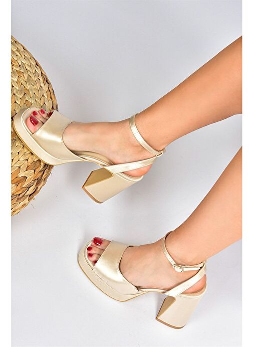 Ten Saten Kumaş Kalın Platform Topuklu Kadın Ayakkabı M570345604 - Görsel 2