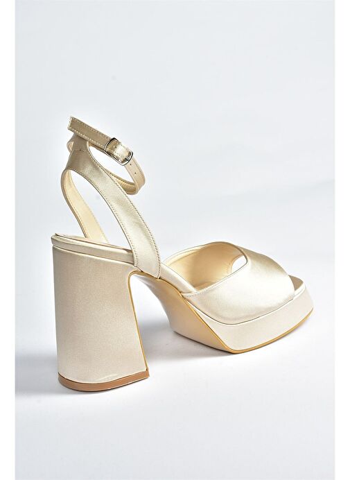 Ten Saten Kumaş Kalın Platform Topuklu Kadın Ayakkabı M570345604 - Görsel 8