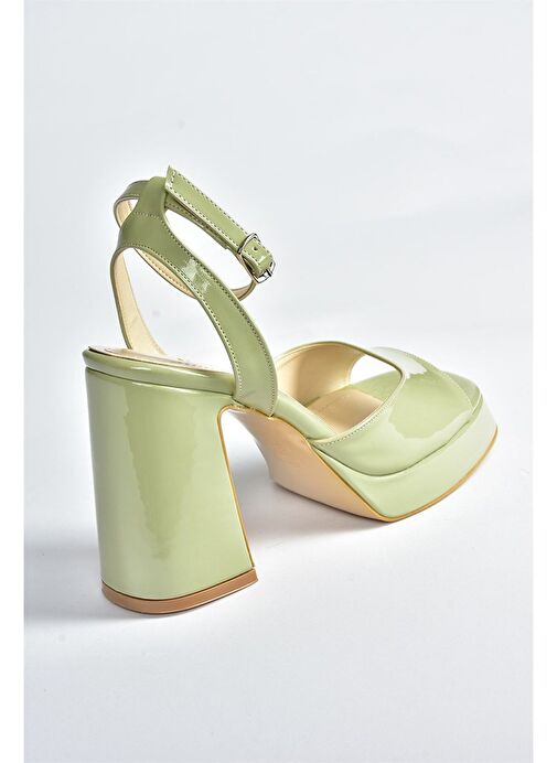 Yeşil Rugan Kalın Platform Topuklu Kadın Ayakkabı M570345608 - Görsel 4