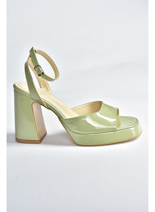 Yeşil Rugan Kalın Platform Topuklu Kadın Ayakkabı M570345608 - Görsel 5