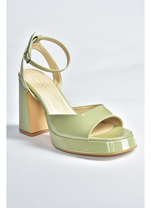Yeşil Rugan Kalın Platform Topuklu Kadın Ayakkabı M570345608 - Görsel 6
