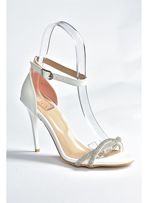 Beyaz Taşlı İnce Topuklu Kadın Abiye Ayakkabı M752121309 - Görsel 5