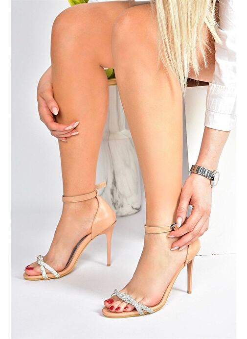 Ten Taşlı İnce Topuklu Kadın Abiye Ayakkabı M752121309 - Görsel 2