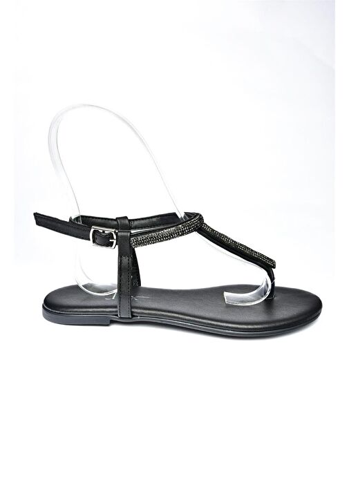 Siyah Taş Detaylı Parmak Arası Sandalet M272025009 - Görsel 5