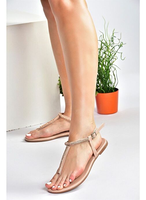 Ten Taş Detaylı Parmak Arası Sandalet M272025009 - Görsel 2