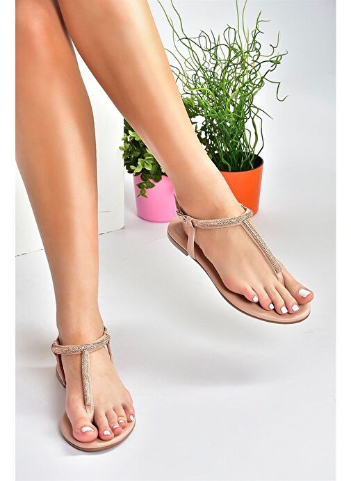 Ten Taş Detaylı Parmak Arası Sandalet M272025009 - Görsel 3