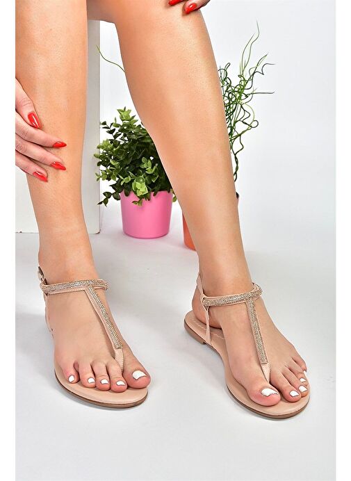 Ten Taş Detaylı Parmak Arası Sandalet M272025009 - Görsel 4