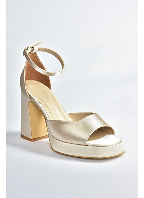 Ten Saten Kumaş Kalın Platform Topuklu Kadın Ayakkabı M570020804 - Görsel 7