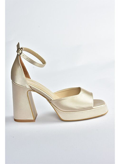 Ten Saten Kumaş Kalın Platform Topuklu Kadın Ayakkabı M570020804 - Görsel 8