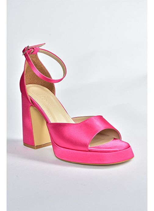 Fuşya Saten Kumaş Kalın Platform Topuklu Kadın Ayakkabı M570020804 - Görsel 7