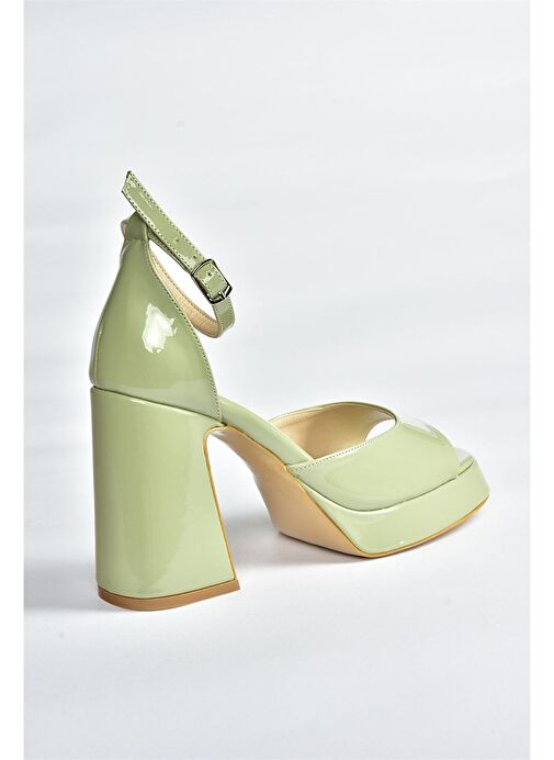 Yeşil Rugan Kalın Platform Topuklu Kadın Ayakkabı K404100208 - Görsel 9
