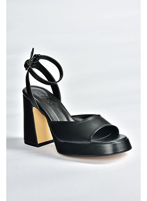 Siyah Kalın Platform Topuklu Kadın Ayakkabı M570345609 - Görsel 9