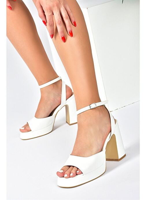 Fox Shoes Beyaz Kadın Platform Topuklu Ayakkabı 9277 - Görsel 2