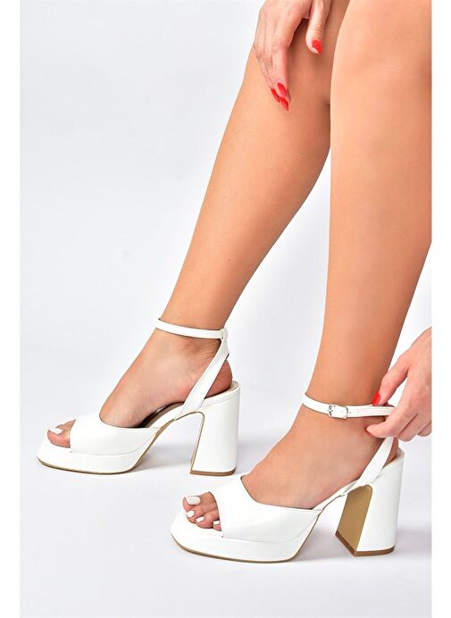 Fox Shoes Beyaz Kadın Platform Topuklu Ayakkabı 9277 - Görsel 4