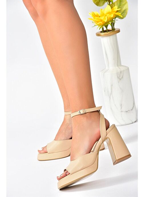 Ten Kalın Platform Topuklu Kadın Ayakkabı M570345609 - Görsel 3