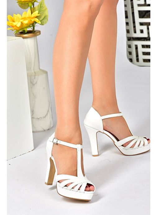 Beyaz Platform Topuklu Kadın Ayakkabı M348010009 - Görsel 3