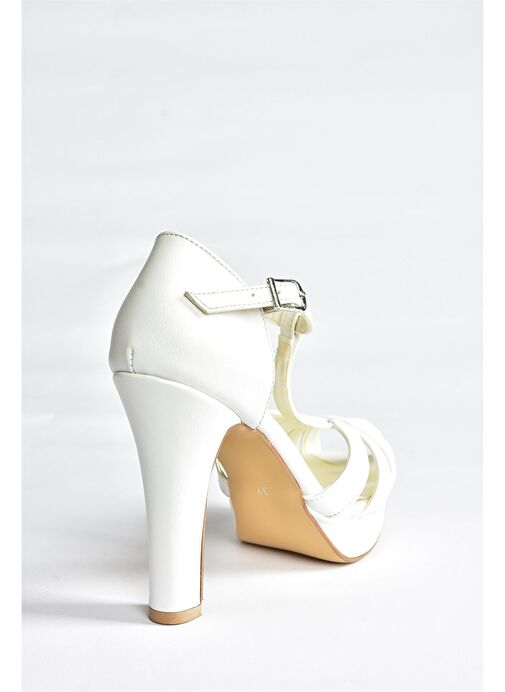 Beyaz Platform Topuklu Kadın Ayakkabı M348010009 - Görsel 5