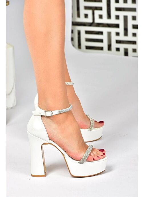 Sedef Taşlı Kalın Topuklu Kadın Abiye Ayakkabı M348202709 - Görsel 4