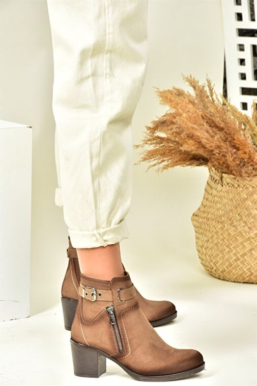 Vizon Süet Kalın Topuklu Kadın Bot L674161502 - Görsel 3