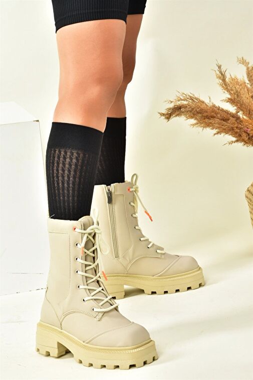 Bej Kalın Tabanlı Kadın Postal Bot N973000209 - Görsel 3