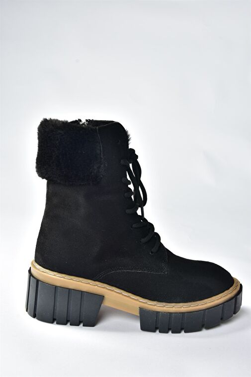 Siyah Süet Kalın Taban Kadın Kürklü Bot N820171002 - Görsel 5