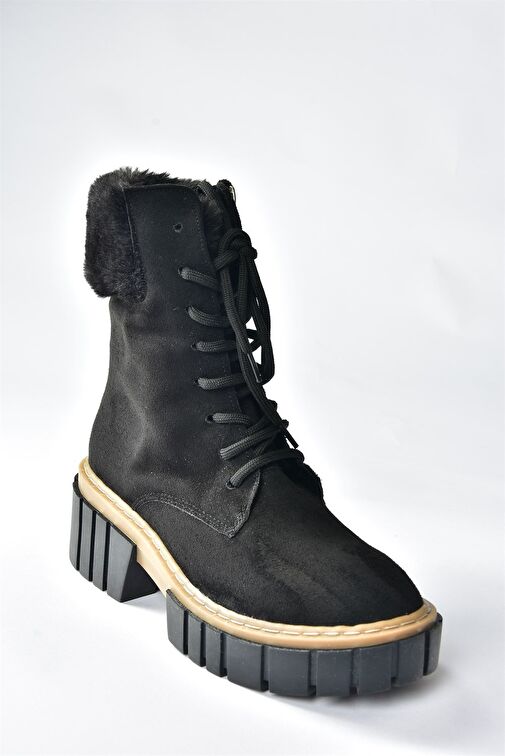 Siyah Süet Kalın Taban Kadın Kürklü Bot N820171002 - Görsel 6